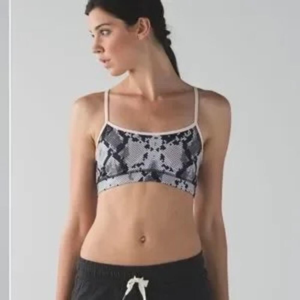 Lululemon Flow Y Racerback Sports Bra Snake Print Black Pink 4